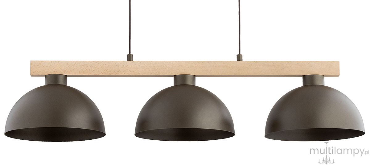 Verta Pro lampa wisząca 3xE27 czekoladowy brąz drewno 6262