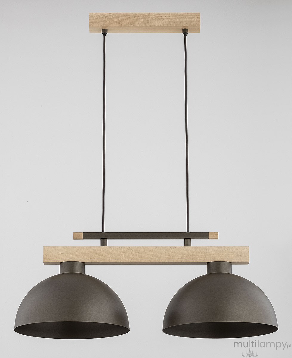 Verta lampa wisząca 2xE27 czekoladowy brąz drewno 62626