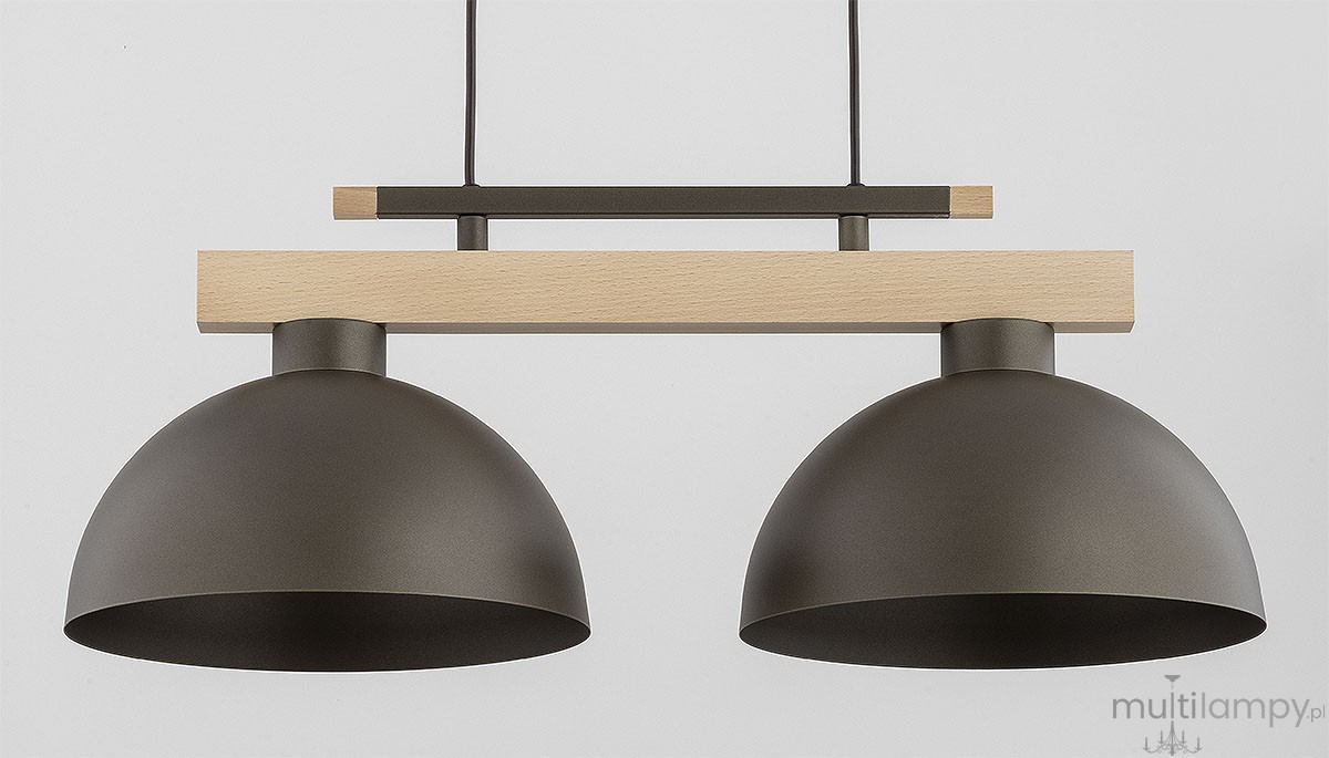 Verta lampa wisząca 2xE27 czekoladowy brąz drewno 62626
