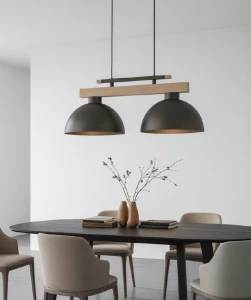 Verta lampa wisząca 2xE27 czekoladowy brąz drewno 62626