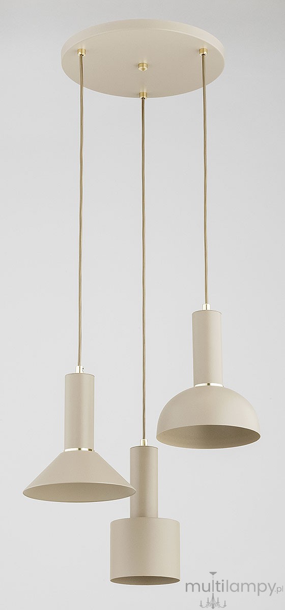 Vanti lampa wisząca 3xE27 beżowa złota 62615