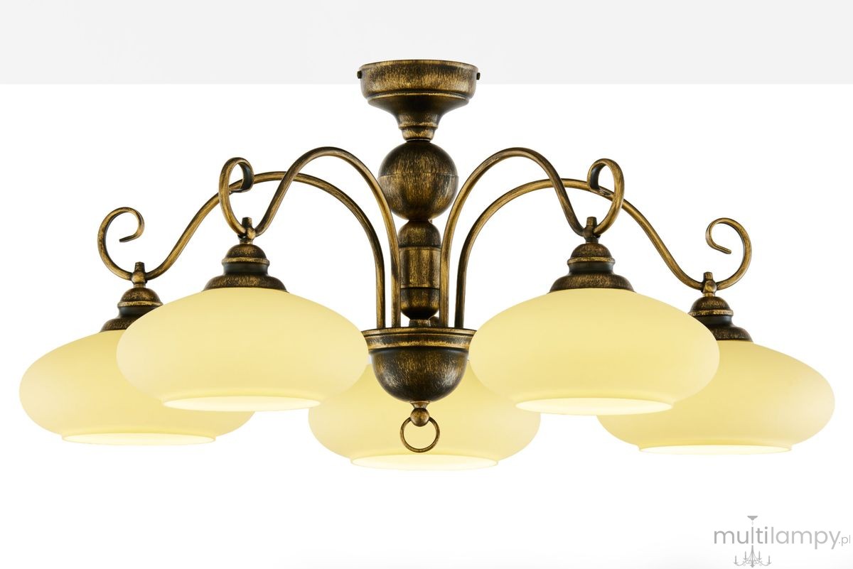 Bolero lampa sufitowa 5xE27 czarna/złoty patynowany 399