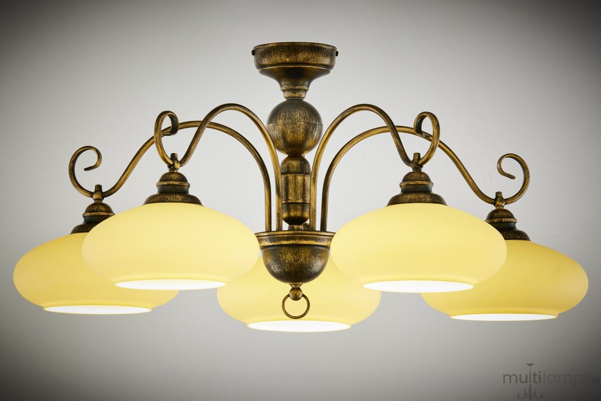 Bolero lampa sufitowa 5xE27 czarna/złoty patynowany 399