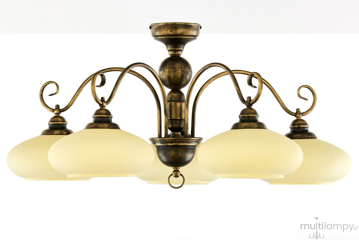 Bolero lampa sufitowa 5xE27 czarna/złoty patynowany 399