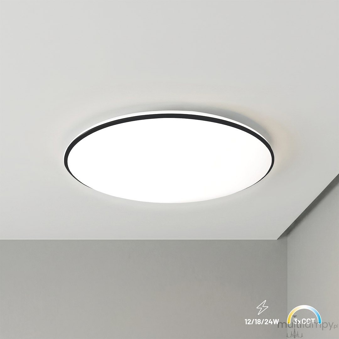 Hugo D29,5 plafon LED 12W/18W/24W CCT IP54 czarny ML2564