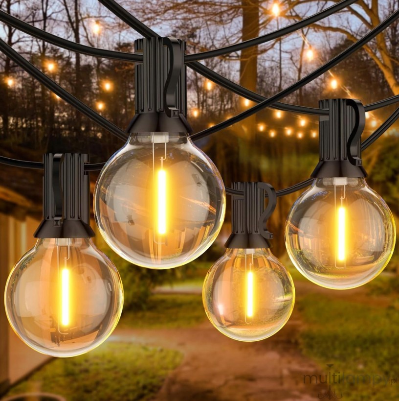 Girlanda ogrodowa 230V/24V z pilotem 20 m x 36 żarówek LED E12 1W