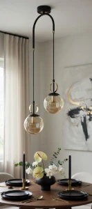 Morena lampa wisząca 2xE14 czarna mix bursztyn 62662