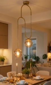 Venon lampa wisząca 2xE14 złota bursztyn 62664