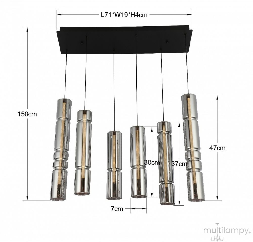 Cilindro lampa wisząca 6xLED 54W czarna 6223-0610