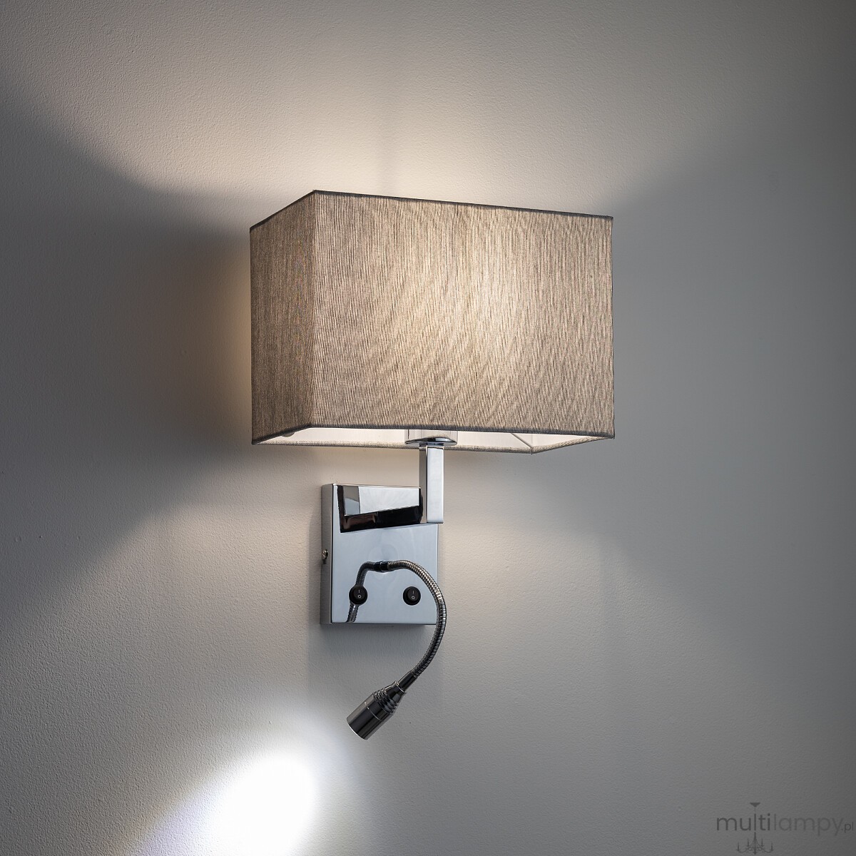 Hotel Mood kinkiet 1xE27 + LED 2,2W chrom/szary 11793