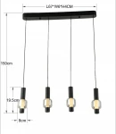 Ronda lampa wisząca 4xLED 32W CCT czarna 7224-0410