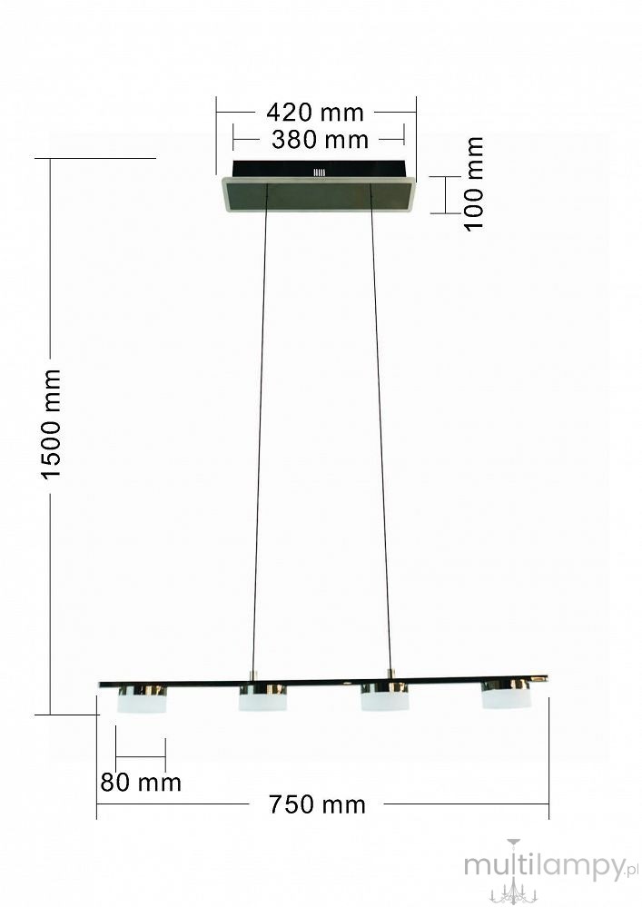 Cassis lampa wisząca 4xLED 24W czarny chrom 7066-502