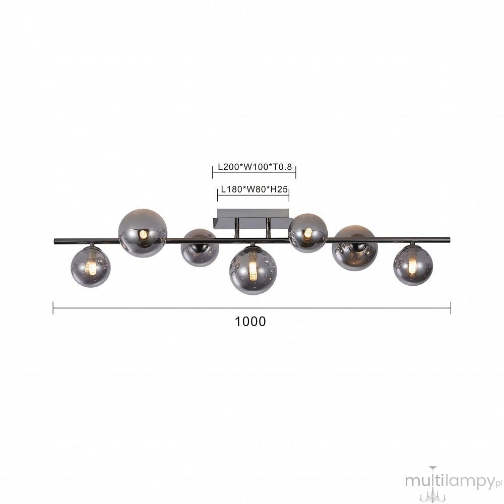 Sevilla lampa sufitowa 7xG9 czarny chrom dymiony 9214-0710