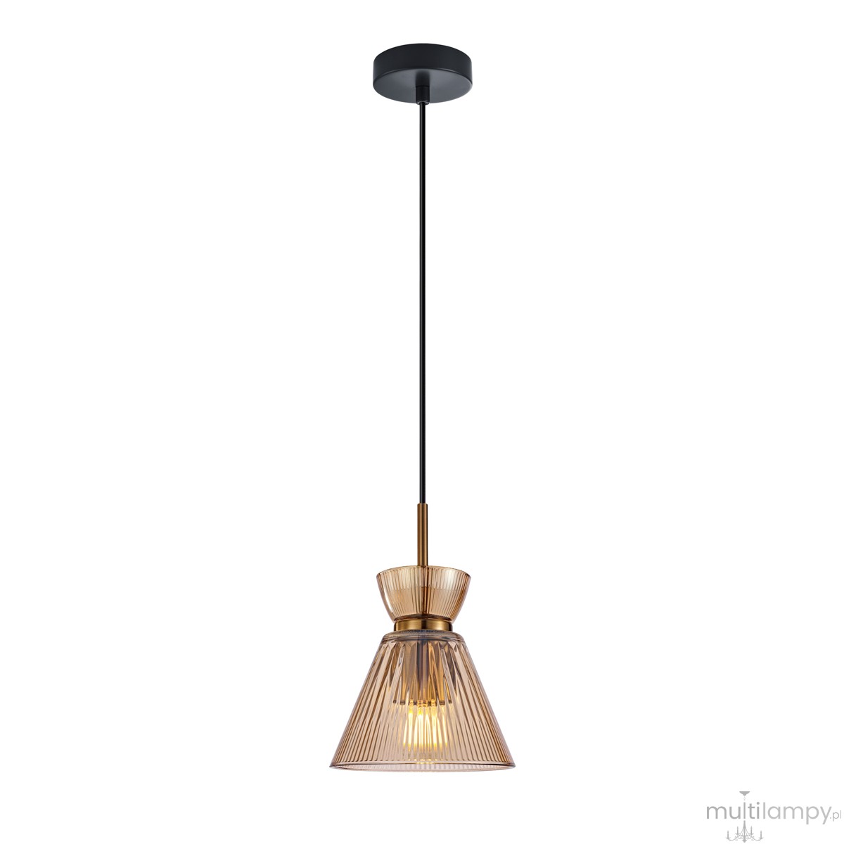 Balme lampa wisząca 1xE27 czarna/ bursztyn PND-3627-1-BRO-AMB