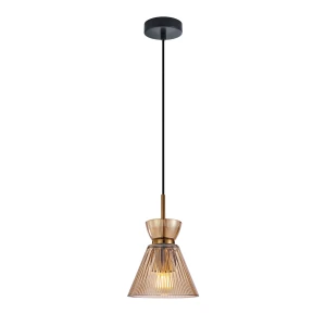 Balme lampa wisząca 1xE27 czarna/ bursztyn PND-3627-1-BRO-AMB