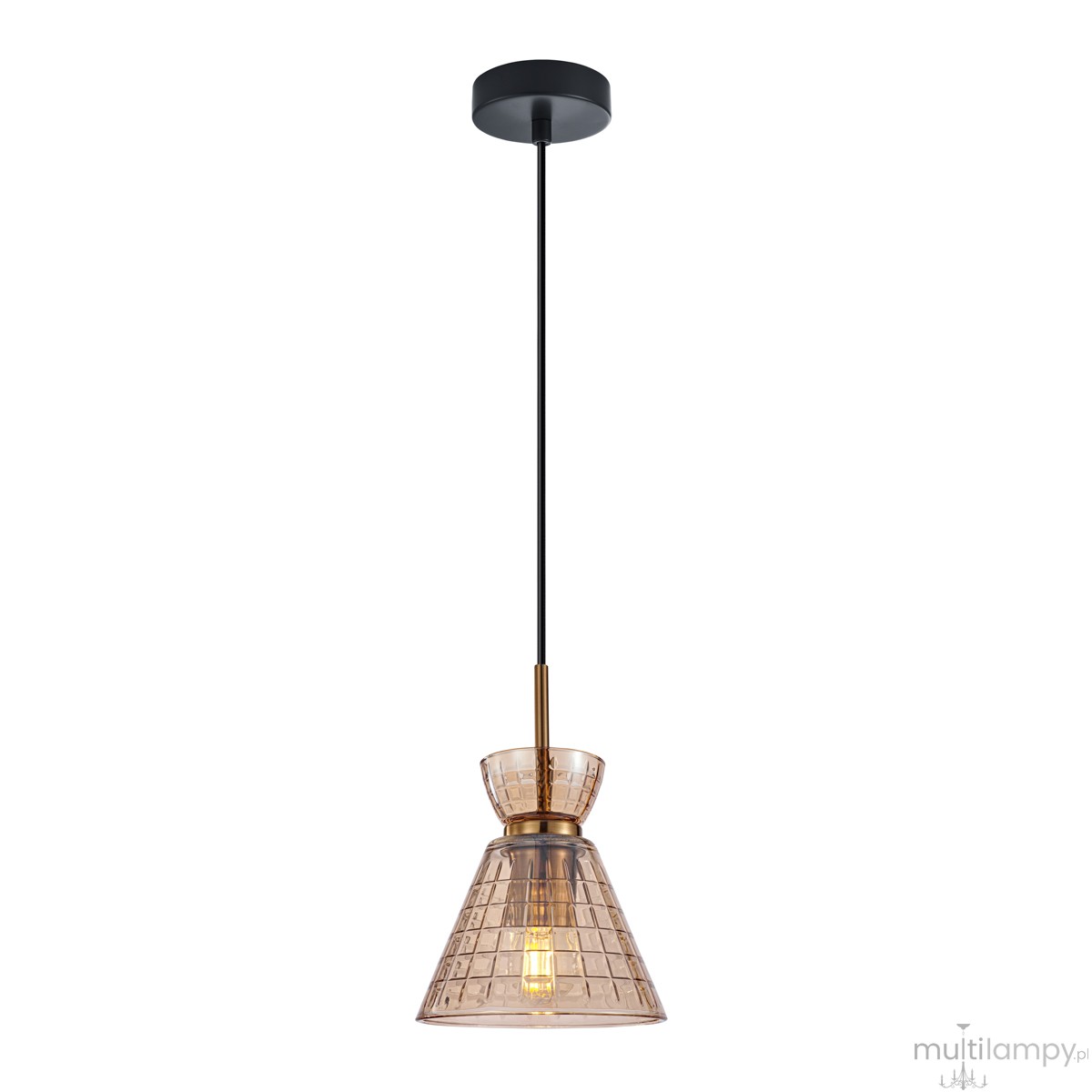 Balme lampa wisząca 1xE27 czarna/bursztyn PND-3624-1-BRO-AMB
