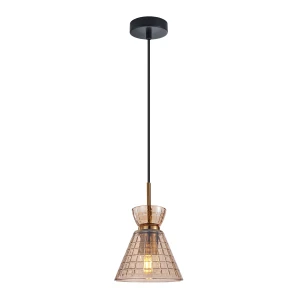 Balme lampa wisząca 1xE27 czarna/bursztyn PND-3624-1-BRO-AMB