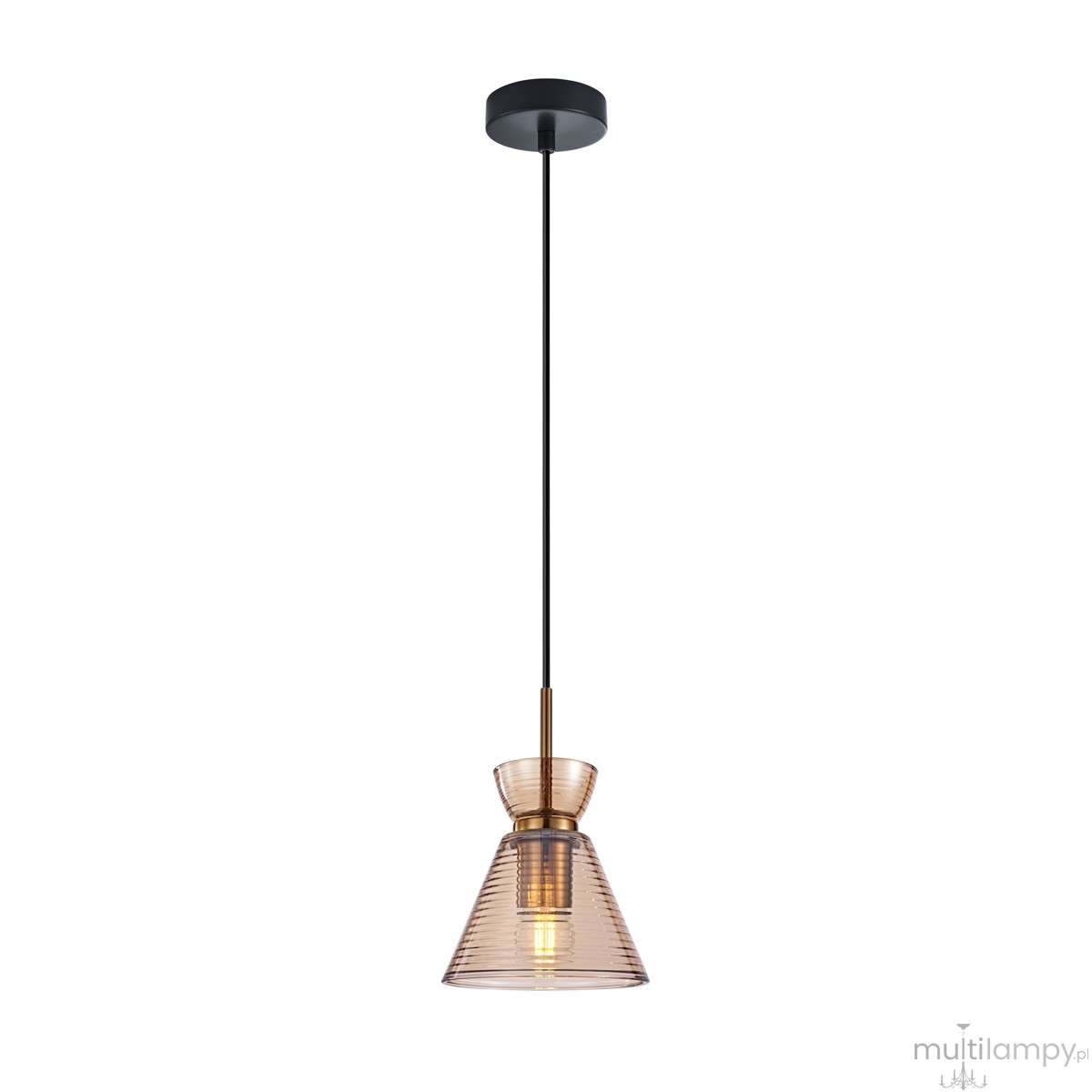Balme lampa wisząca 1xE27 czarna/bursztyn PND-3621-1-BRO-AMB