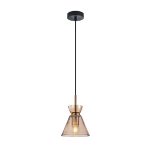 Balme lampa wisząca 1xE27 czarna/bursztyn PND-3621-1-BRO-AMB
