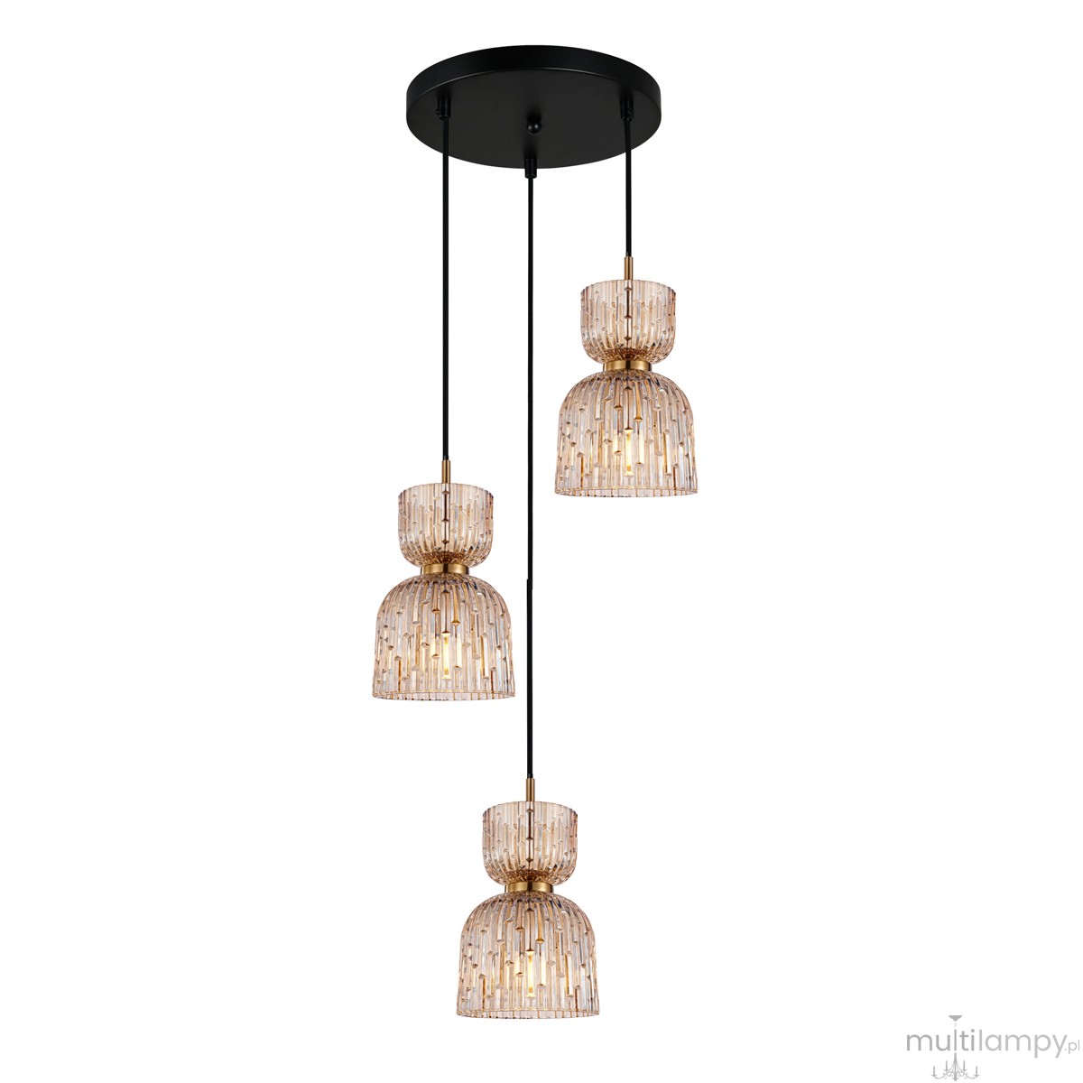 Balme lampa wisząca 3xE27 czarna/bursztyn PND-3619-3A-BRO-AMB