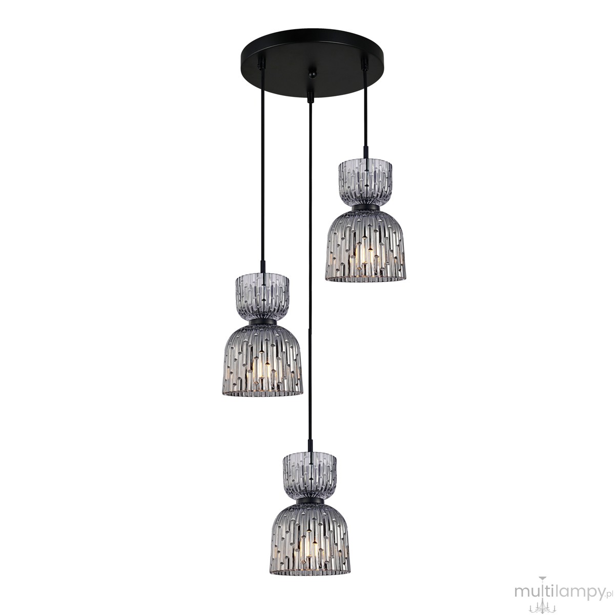 Balme lampa wisząca 3xE27 czarna/dymiony PND-3619-3A-BK-SG