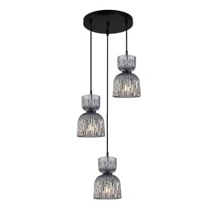Balme lampa wisząca 3xE27 czarna/dymiony PND-3619-3A-BK-SG