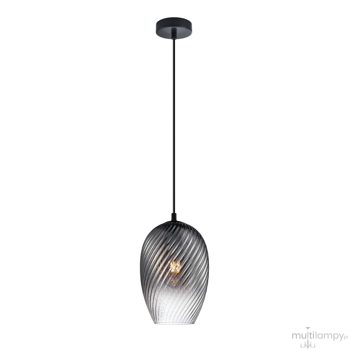 Alias lampa wisząca 1xE27 czarna/dymiony PND-3663-1-BK-SG