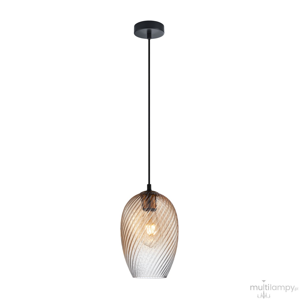 Alias lampa wisząca 1xE27 czarna/bursztynowy PND-3663-1-BRO-AMB