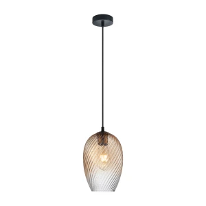 Alias lampa wisząca 1xE27 czarna/bursztynowy PND-3663-1-BRO-AMB