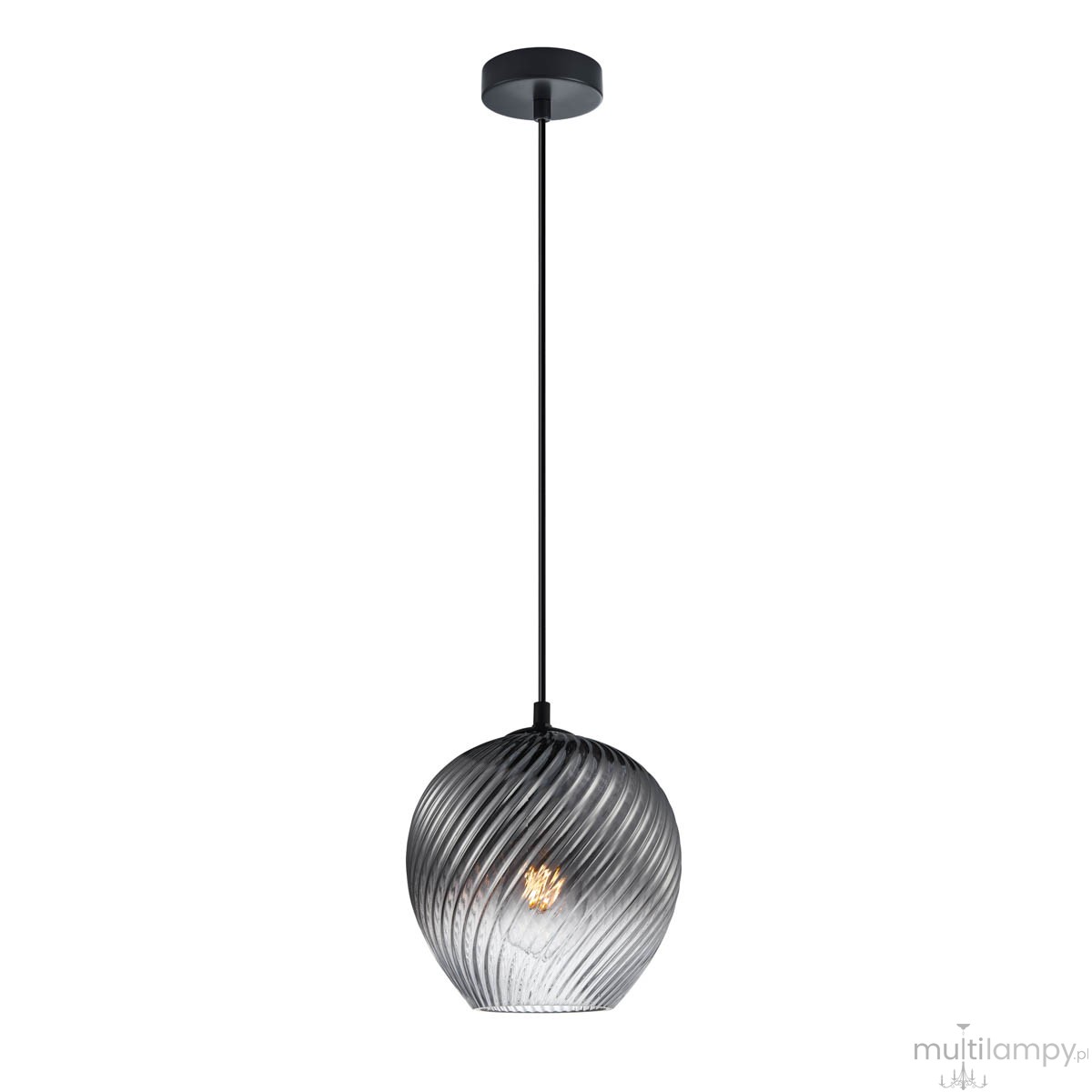 Alias lampa wisząca 1xE27 czarna/dymiony PND-3664-1-BK-SG