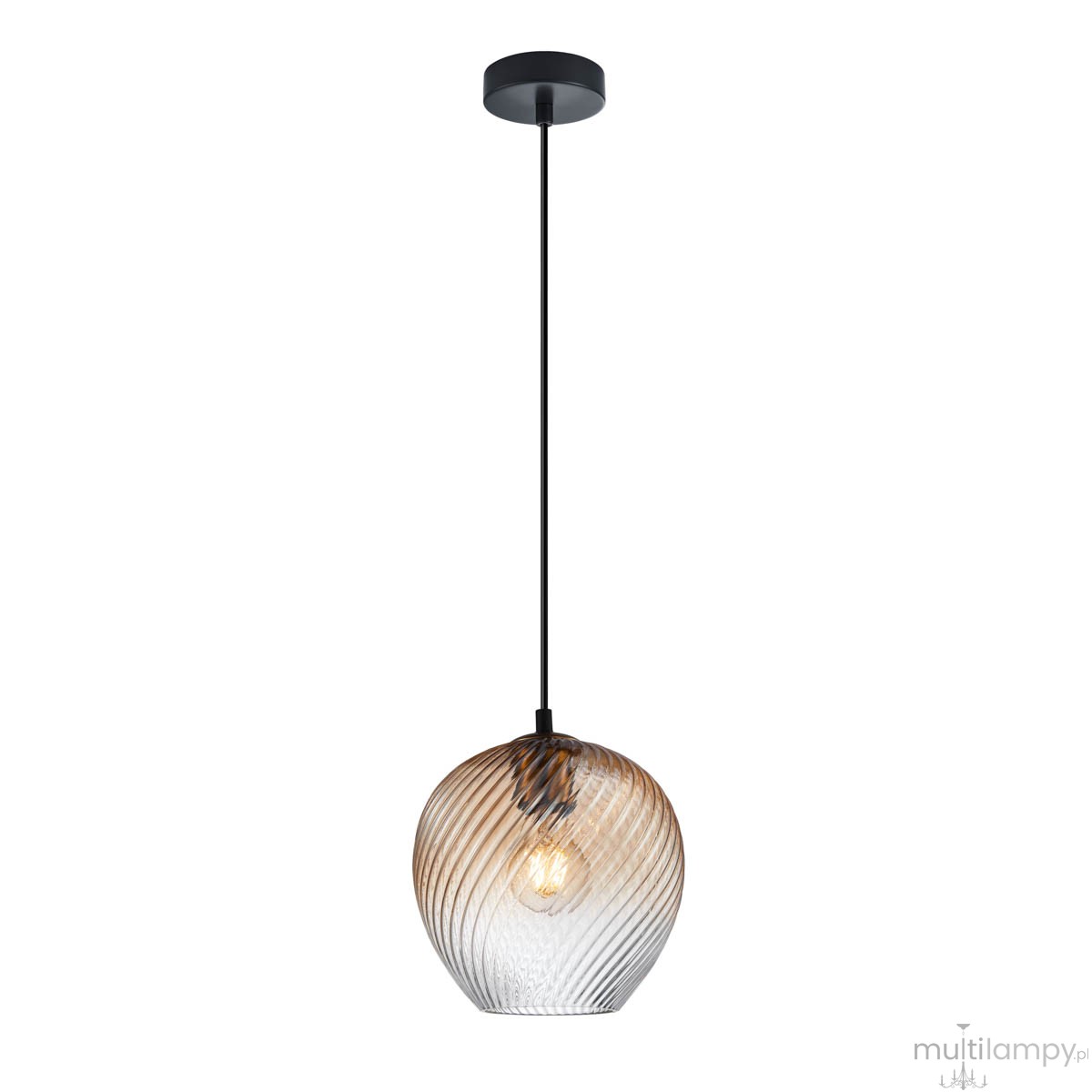 Alias lampa wisząca 1xE27 czarna/bursztynowy PND-3664-1-BRO-AMB