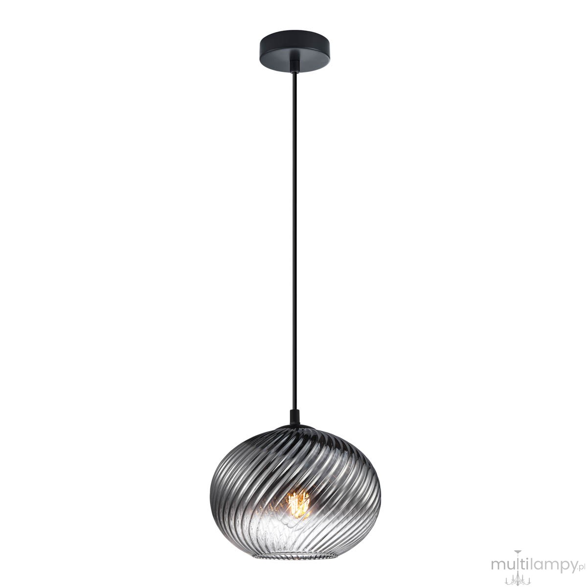 Alias lampa wisząca 1xE27 czarna/dymiony PND-3665-1-BK-SG