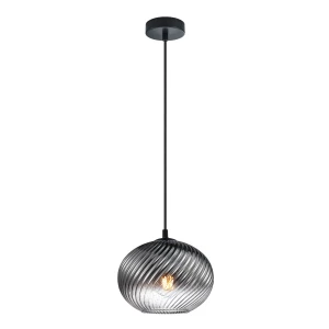 Alias lampa wisząca 1xE27 czarna/dymiony PND-3665-1-BK-SG