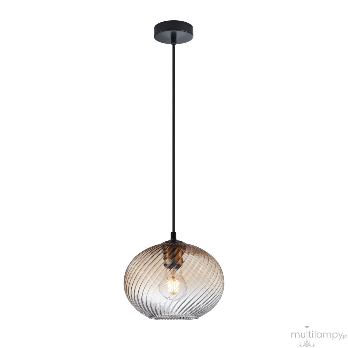 Alias lampa wisząca 1xE27 czarna/bursztynowy PND-3665-1-BRO-AMB