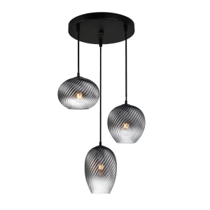 Alias lampa wisząca 3xE27 czarna/dymiony PND-3672-3A-BK-SG