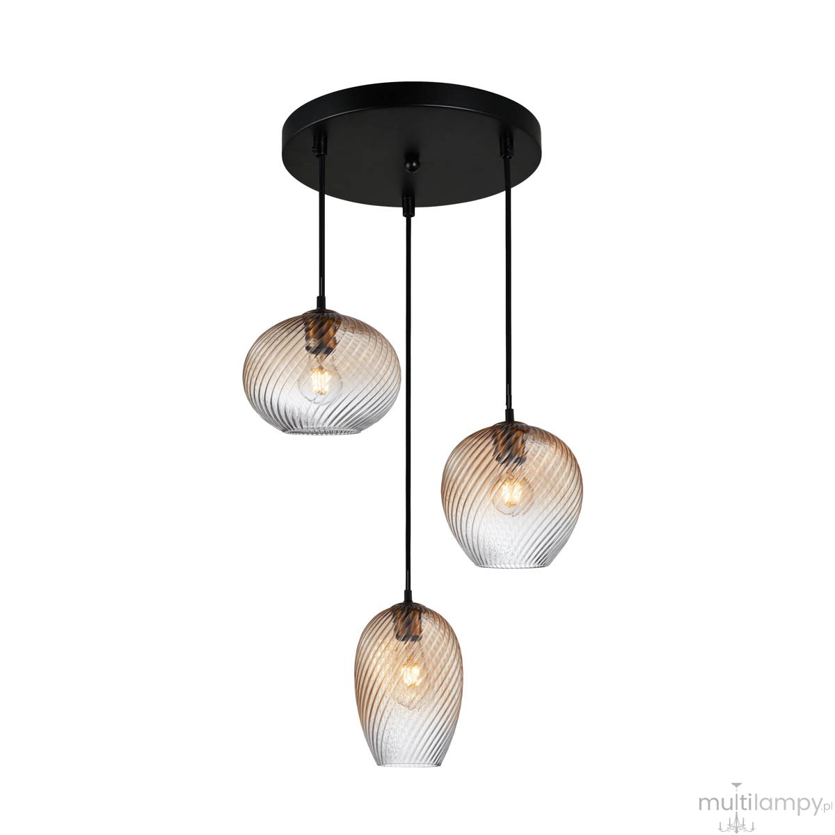 Alias lampa wisząca 3xE27 czarna/bursztynowy PND-3672-3A-BRO-AMB