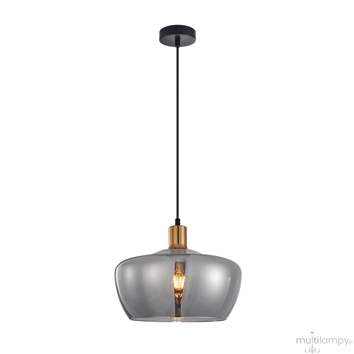 Parola lampa wisząca 1xE27 czarna/dymiony PND-3636-1-BRO-SG