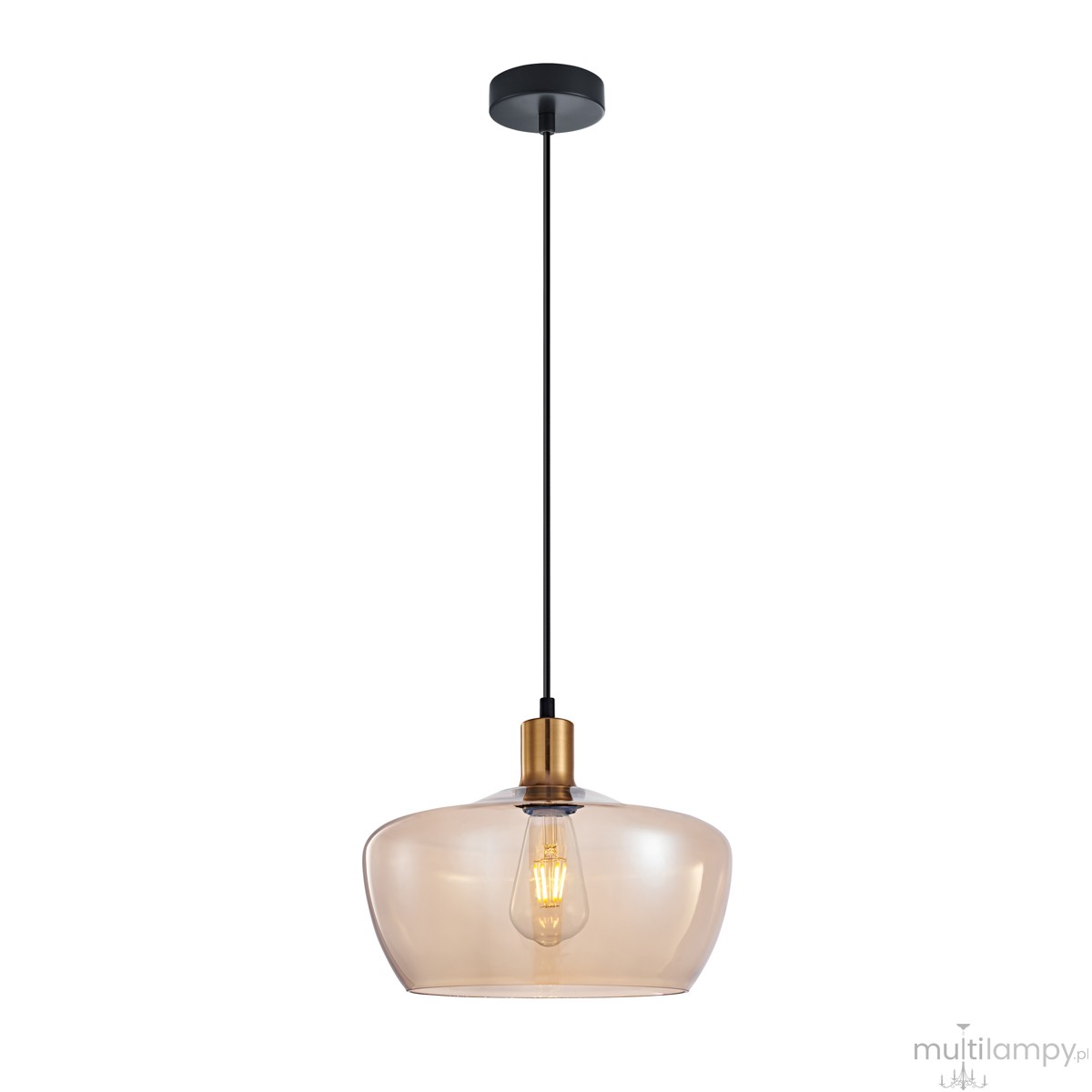 Parola lampa wisząca 1xE27 czarna/bursztynowy PND-3636-1-BRO-AMB