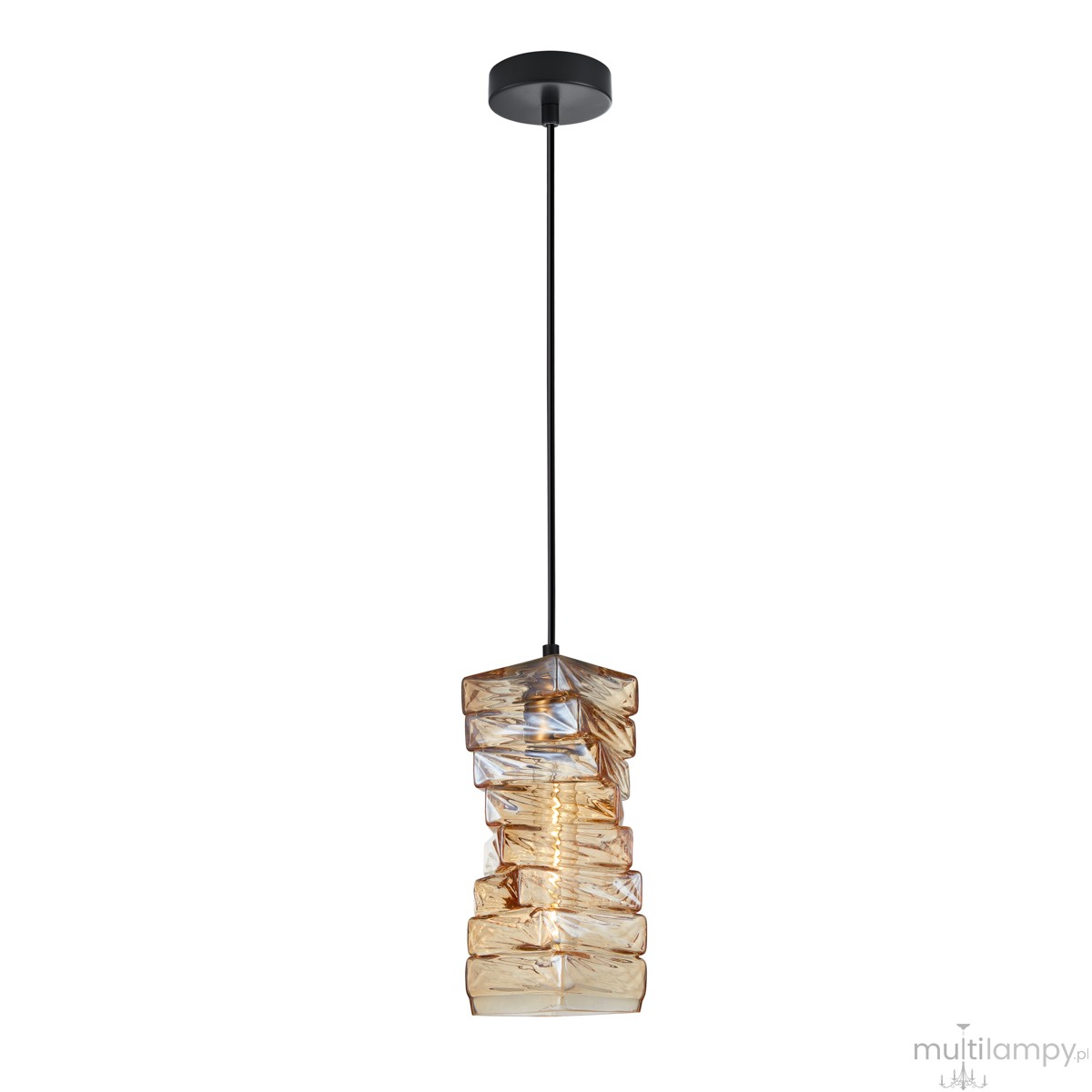 Altera lampa wisząca 1xE27 czarna/bursztynowy PND-3219-1-BRO-AMB