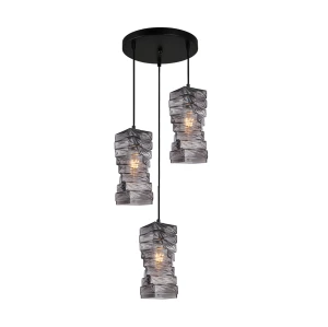 Altera lampa wisząca 3xE27 czarna/dymiony PND-3219-3A-BK-SG
