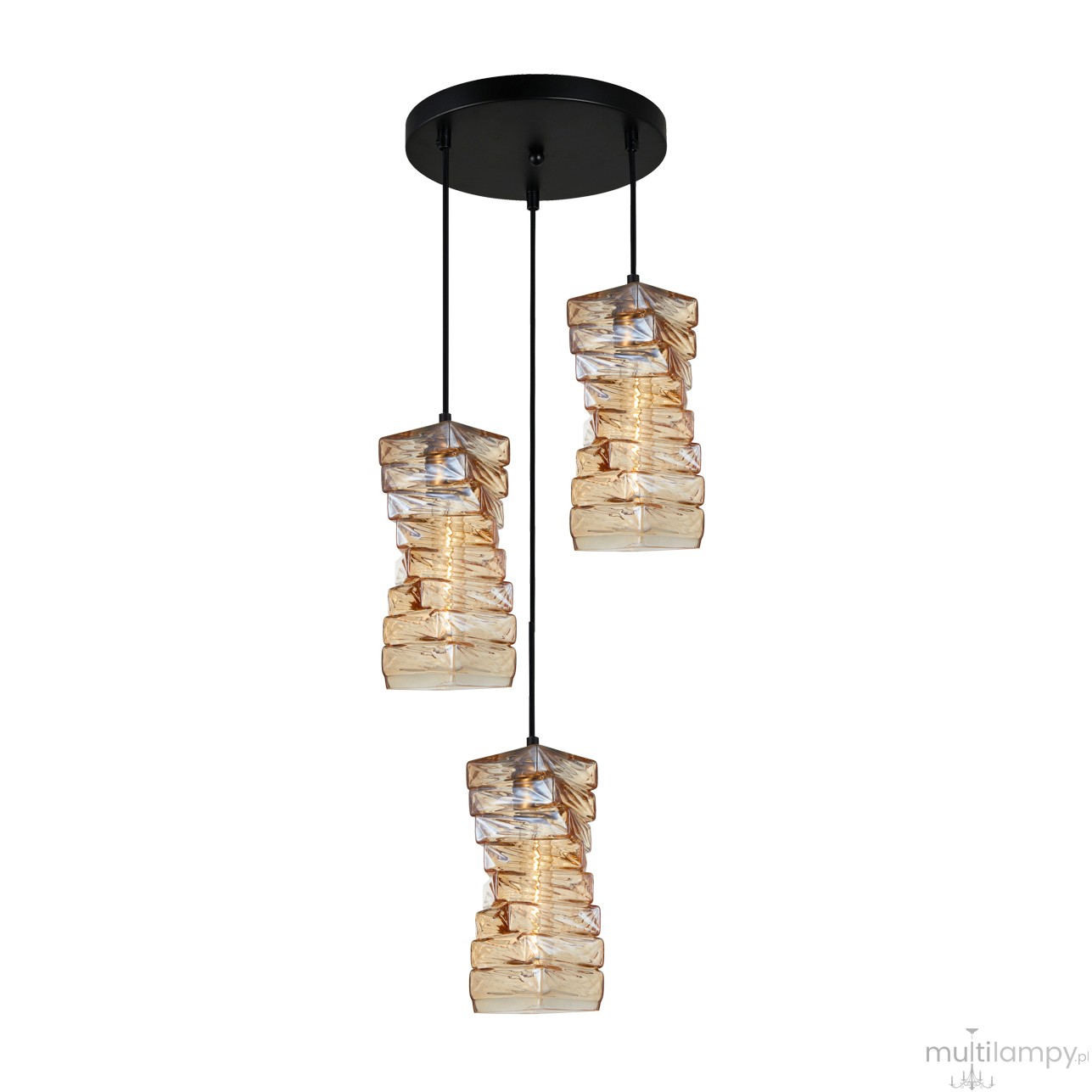 Altera lampa wisząca 3xE27 czarna/bursztynowy PND-3219-3A-BRO-AMB