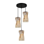 Altera lampa wisząca 3xE27 czarna/bursztynowy PND-3219-3A-BRO-AMB