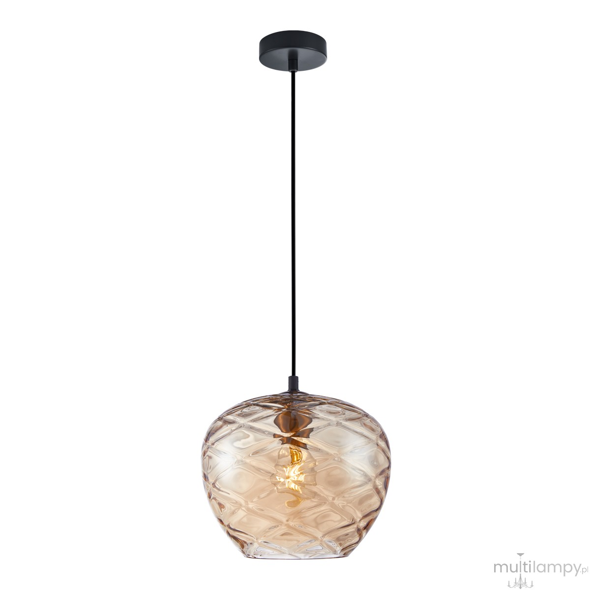 Bresco lampa wisząca 1xE27 czarna/bursztynowy PND-3033-1-BRO-AMB