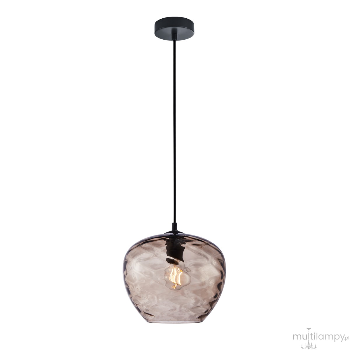 Bresco lampa wisząca 1xE27 czarna/brązowy PND-3033-1-BK-CF