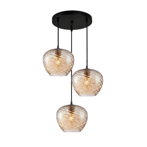 Bresco lampa wisząca 3xE27 czarna/bursztynowy PND-3033-3A-BRO-AMB