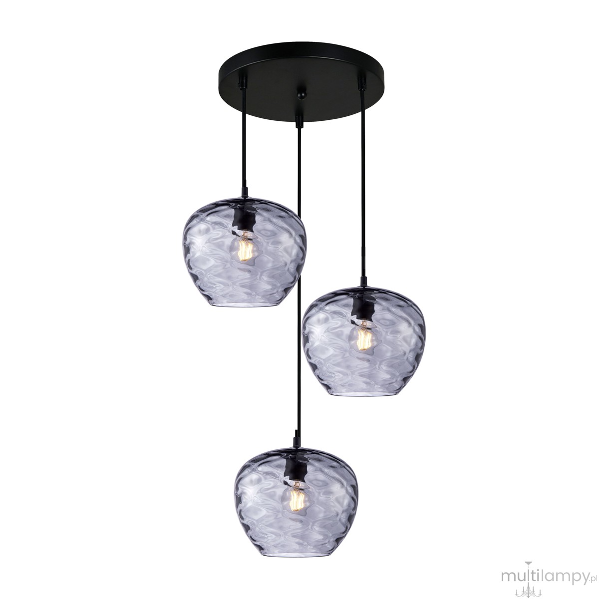 Bresco lampa wisząca 3xE27 czarna/dymiony PND-3033-3A-BK-SG