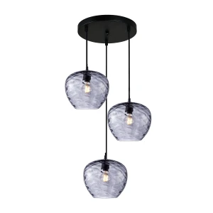 Bresco lampa wisząca 3xE27 czarna/dymiony PND-3033-3A-BK-SG