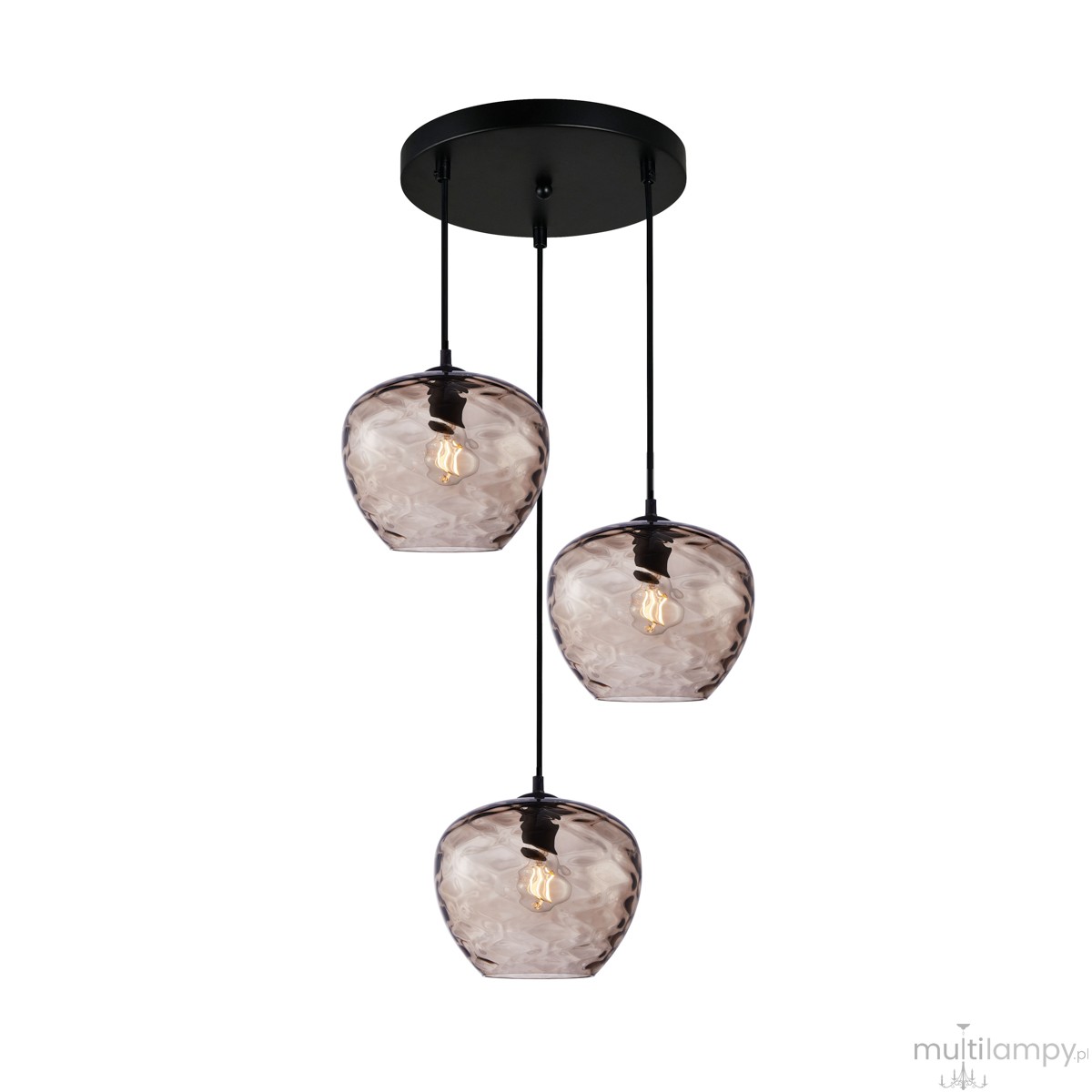 Bresco lampa wisząca 3xE27 czarna/brązowy PND-3033-3A-BK-CF