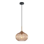 Pansol lampa wisząca 1xE27 czarna/bursztynowy PND-2940-1S-BRO-AMB