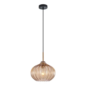 Pansol lampa wisząca 1xE27 czarna/bursztynowy PND-2940-1S-BRO-AMB